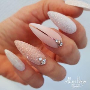 sparkly and nude nail design