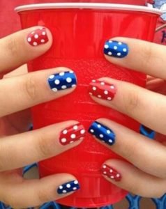 red blue polka dot