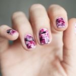 black pink mnarble nails