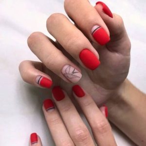 red nails with lines
