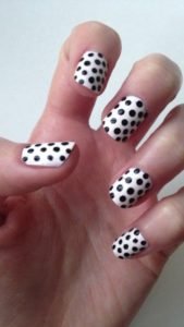 white and black polka