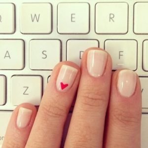 nude nail with heart