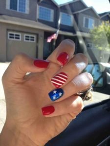 star stripe red nails