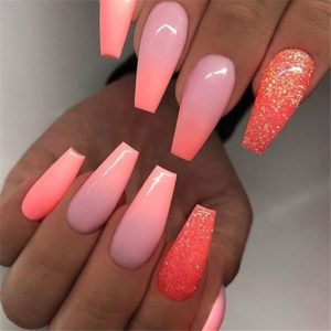 Bright Summer Coffin Acrylic Nails