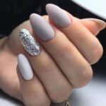 Grey Short Almond Nails