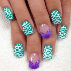 seashell bra scales mermaid nails