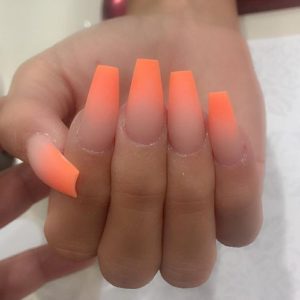 peach ombre acrylic nails coffin