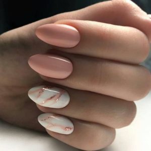 pointed coral marble nails