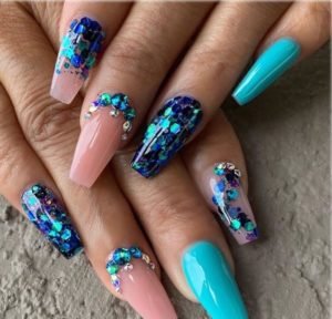 mermaid nails with glitter