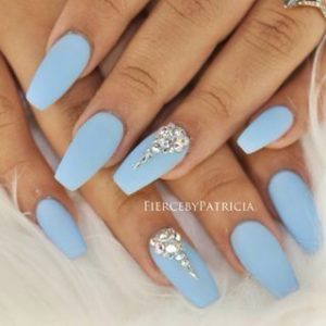 pastel blue diamond nails