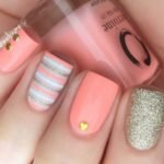 peach glitter stripes
