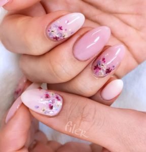 flower glitter Short Acrylic Nails