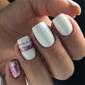 white short nails pink