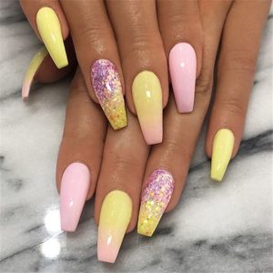 spring ombre coffin acrylic nails