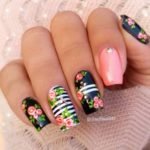 black white pink flowers