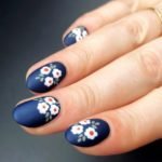 deep blue with white flowers