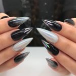 iridescent black white