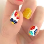 red blue gold flowers