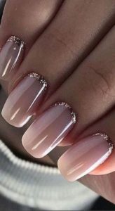 nude ombre with rose gold glitter edges