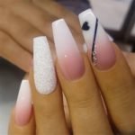Ballerina Nail Design with heart and diamonds