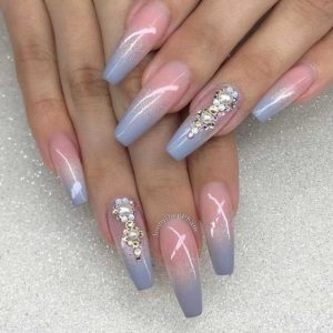baby blue ombre coffin nails
