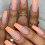 pastel peach ombre acrylic nails