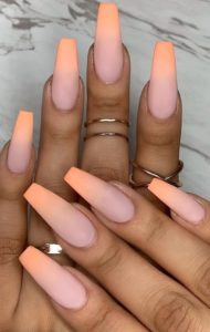 pastel peach ombre acrylic nails