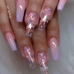 pink crystals acrylic nails