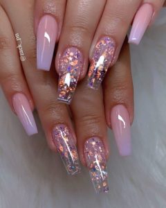 pink crystals acrylic nails
