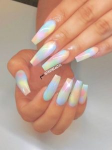 rainbow acrylic coffin nails