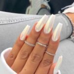 white chrome coffin nails