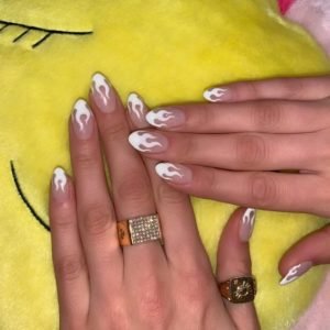 White flame nail art