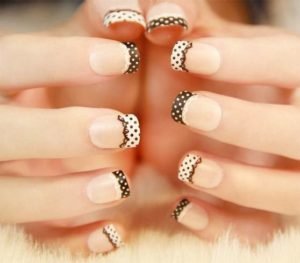 Polka dots on white tips