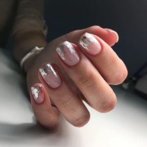 French manicure with nail foil on tips