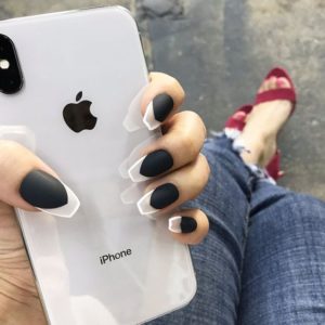 Black nails with white nail tips