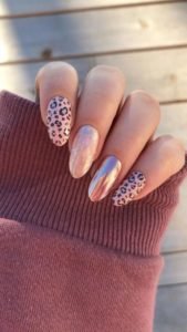 Leopard print nail art and nail foil