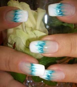 Waves nail design at the bottom of french manicure
