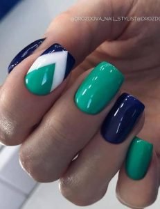 Chevron effects with green and blue