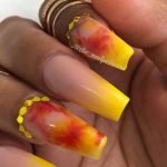 Orange Flowers Nail Design