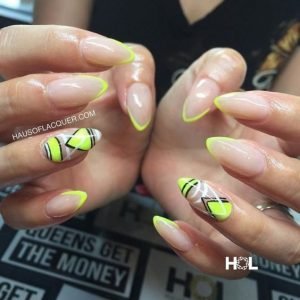 geometric designs with neon yellow