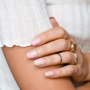 a hint of pink on nude nails