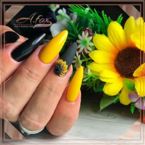 alternate yellow and black coated nails