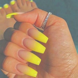 Yellow ombre nail design