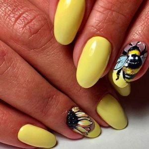 Part of a sunflower nail art