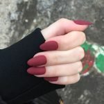 Matte Wine Red Almond Nails