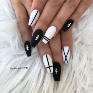 white with black stripes matte