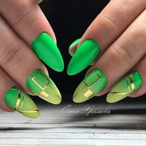 neon ombre green gold