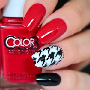 red with houndstooth