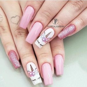 pink glitter unicorn design