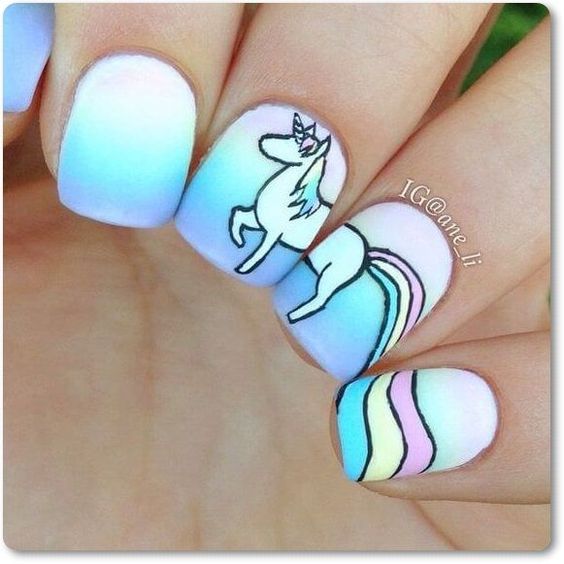 Pastel Iridescent Glitter / Unicorn Magic  Glitter nail art, Unicorn nail  art, Rainbow nail art